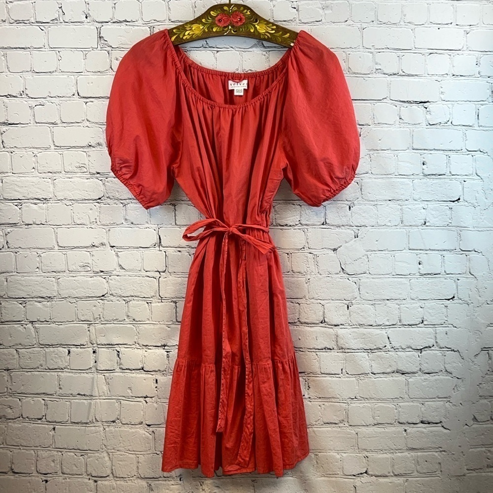 VELVET Lightweight Summer Cotton Sundress in Red Size L